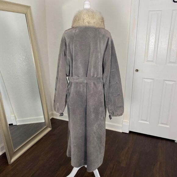 Saks Fifth Avenue Vintage Suede Leather Penny Lane Trench Coat Made in Canada L - Picture 6 of 11